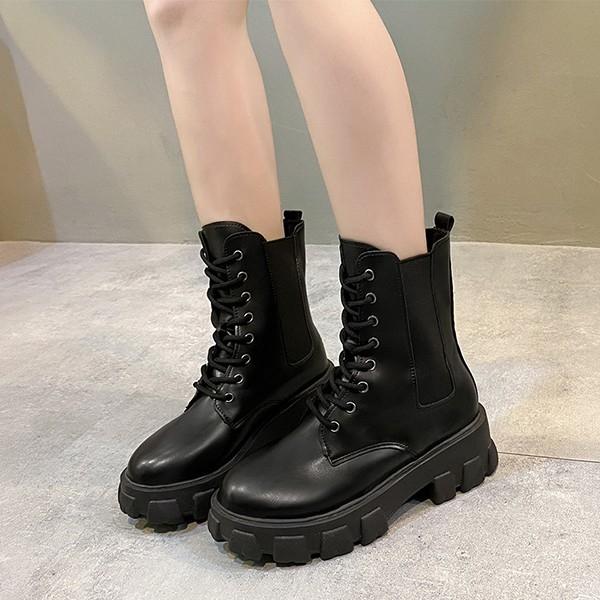 청키솔 레이스업 여성 심플 빅사이즈 워커 LU75