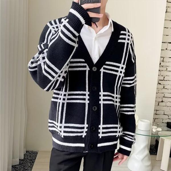 클래식 시그니처 3컬러 남성 체크 가디건 IS-JK16