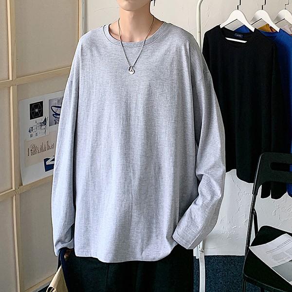 남성 오버핏 맨투맨 무지 레이어드 티셔츠 IS-TS16