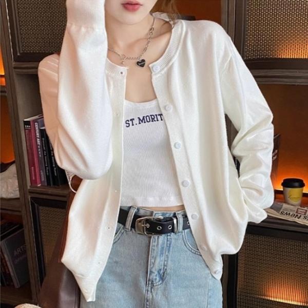 여성 라운드넥 클래식 심플 가디건 DHH-E87