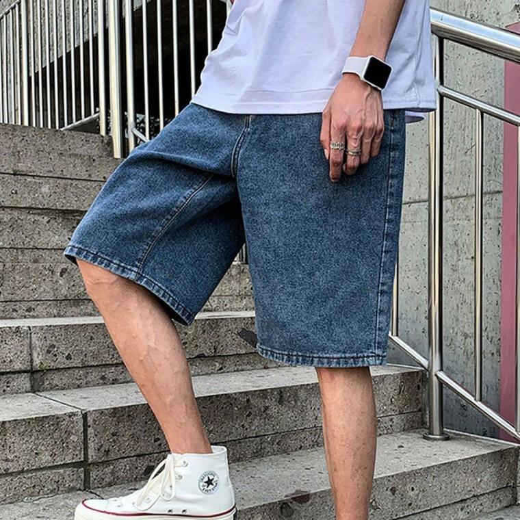 남자 편안한 허리 밴딩 여름 패션 데님 청 반바지 편한 트레이팅 팬츠 짐웨어 운동 남성