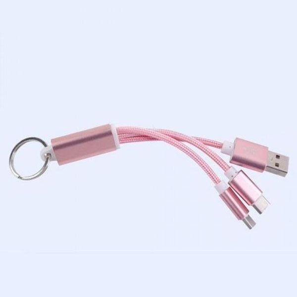 핸드폰 멀티 충전 케이블 USB A(M) C타입(M) Y형 핑크
