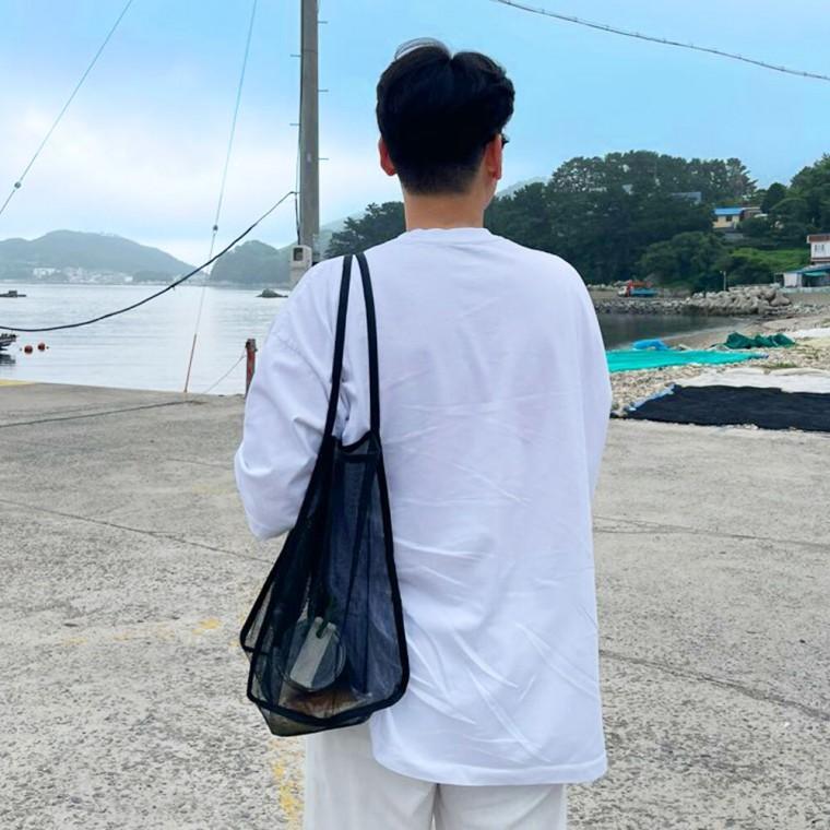 메쉬 숄더백 블랙 비치백