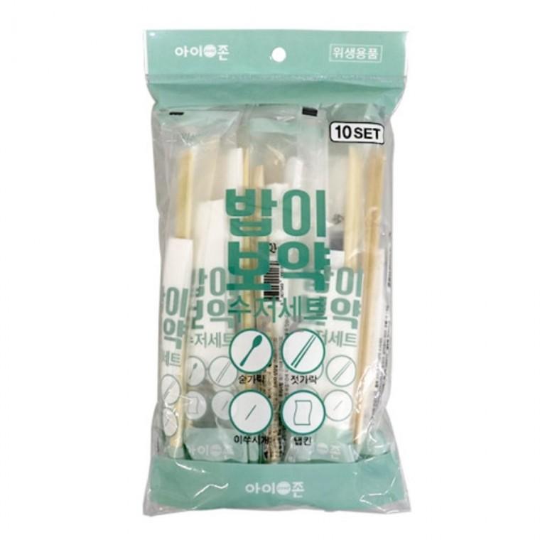 밥이보약 일회용 수저세트 숟가락 나무젓가락 10세트