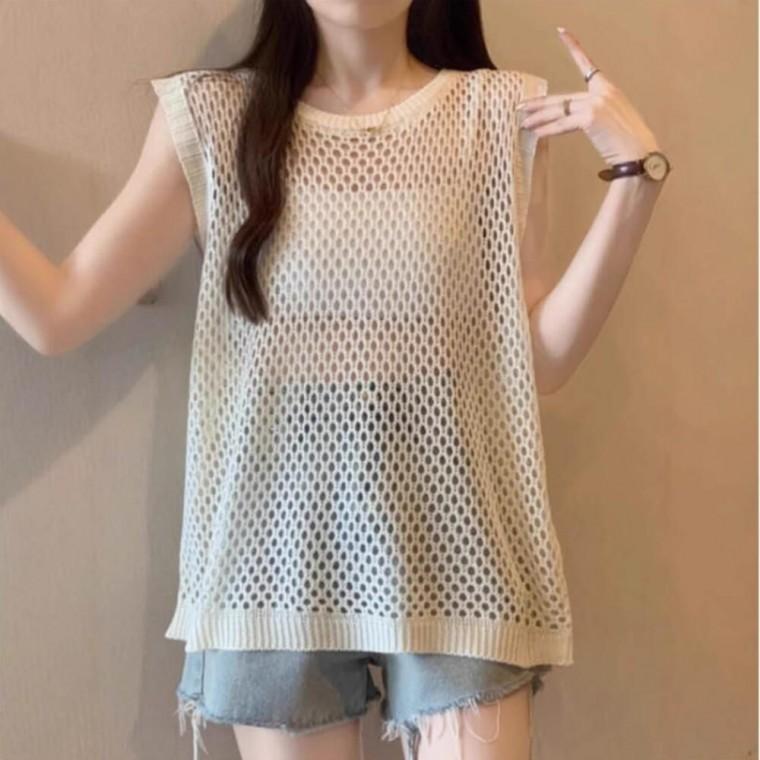 패션 아이템 통기성 좋은 그물 짜임 여성용 망사 조끼