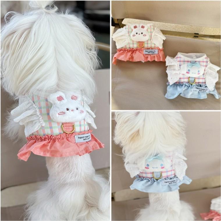 콩쓰몰리 강아지 고양이 귀여운 여름옷 올인원 하네스원피스 소형견 중형견 대형견 애견산책드레스옷XS XL