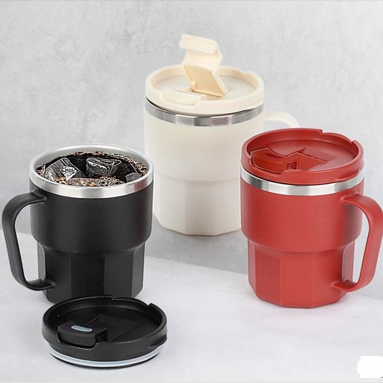 엣지커피머그 400ml 스텐 손잡이 뚜껑 머그컵