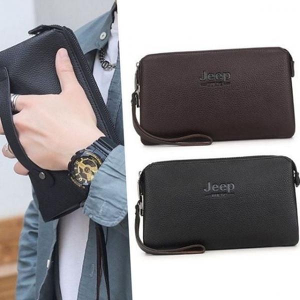 남성 가죽 스트랩 손가방 백 지갑 파우치 클러치 인조