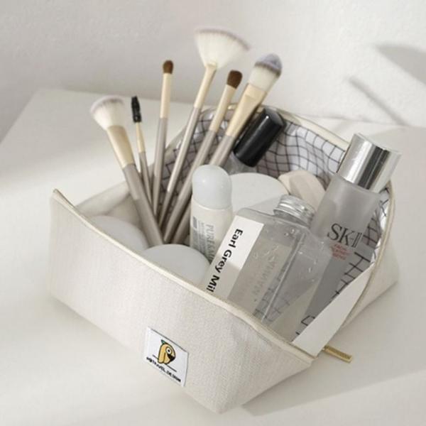 헤링본 화장품 파우치 정리 메이크업 직사각형 수납 여행용 방수