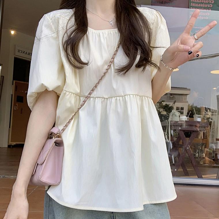 여자 인기 캐주얼 퍼프 루즈핏 셔츠 블라우스 여름