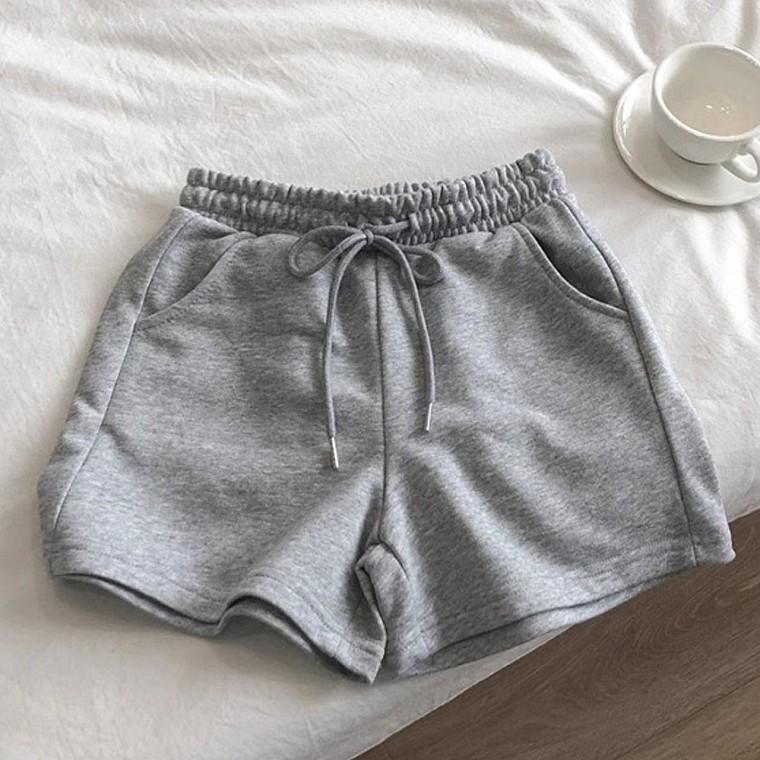 하의 반바지 하이웨이스트 여자 홈웨어 데일리 밴딩
