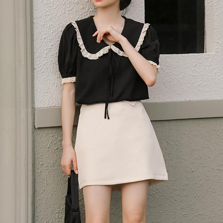 신상 블라우스 빅카라 셔츠 여름 인기 레이스 리본