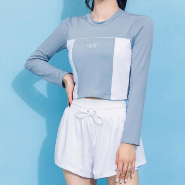 밴딩 비치 바지 래쉬가드 몸매보 세트 웨이스트 모노키니 휴가 수영복 하이 비키니 스포티 팬츠 여름