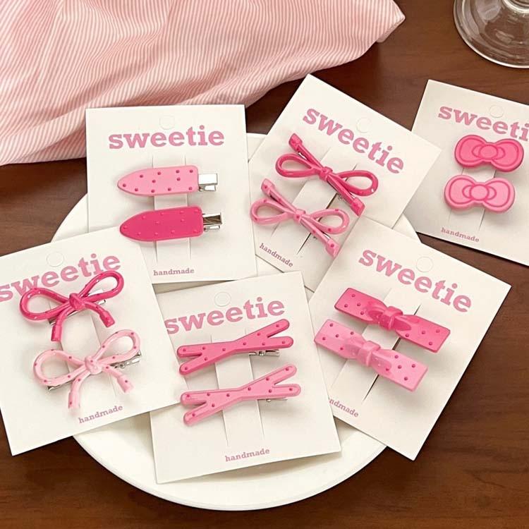 스위티 머리핀 2개세트 / 헤어집게 SWEETIE 헤어핀 핑크 리본