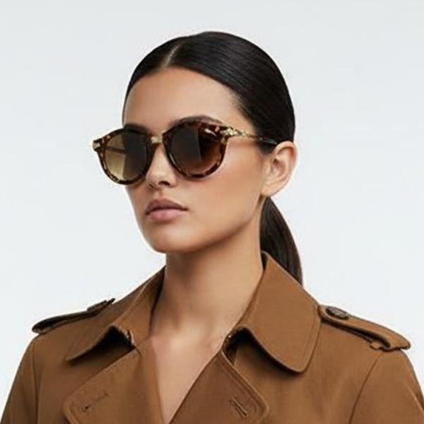 호피 선글라스 및 케이스 브라운 안경 뿔테