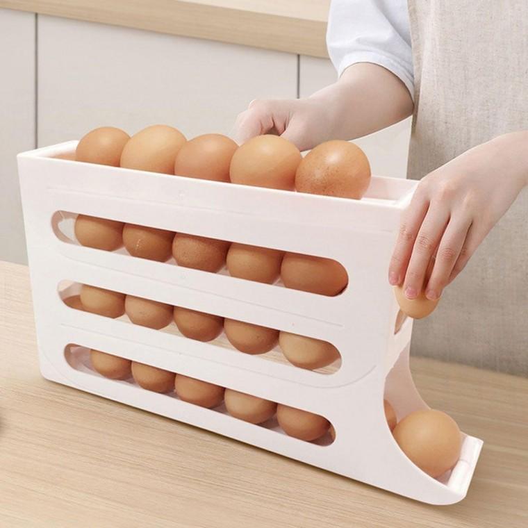 3단 계란보관함 에그트레이 냉장고 보관통 통 달걀 케이스 슬라이딩 정리 수납 자동롤링 함 계란 대