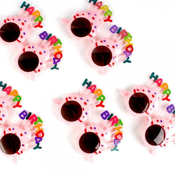생일파티 컵케이크 선글라스 핑크