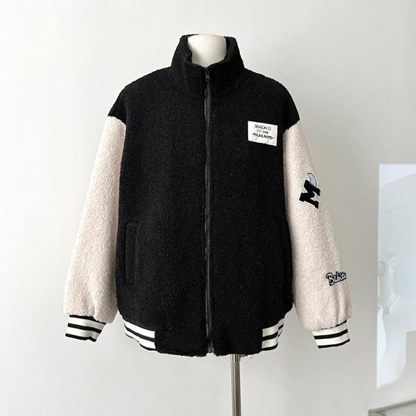 여성 겨울 후리스 패치 디자인 뽀글이 점퍼 LK-J022