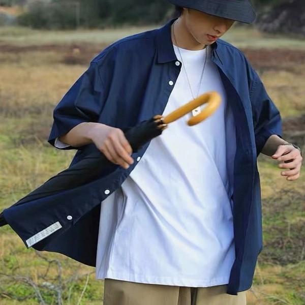 포켓 오버핏 남녀공용 반팔 남방 셔츠 IS-JK29