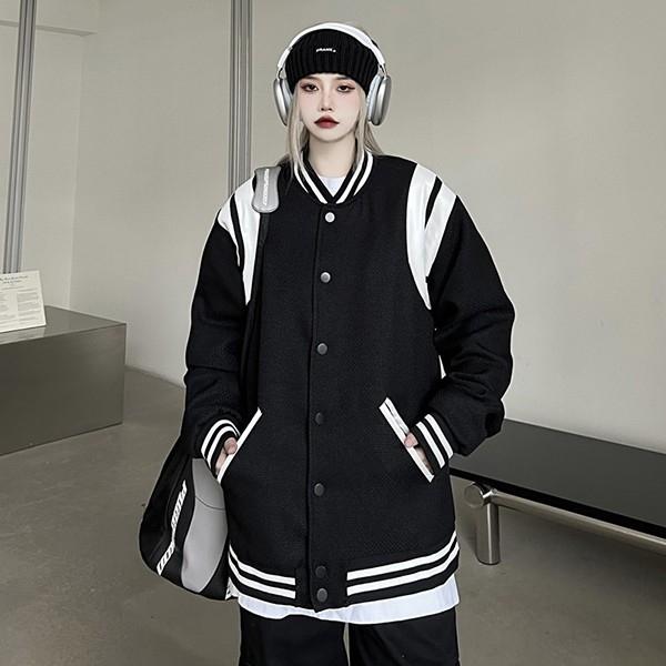 남성 캐주얼 블랙 스트릿 오버핏 야구점퍼 IS-JK52