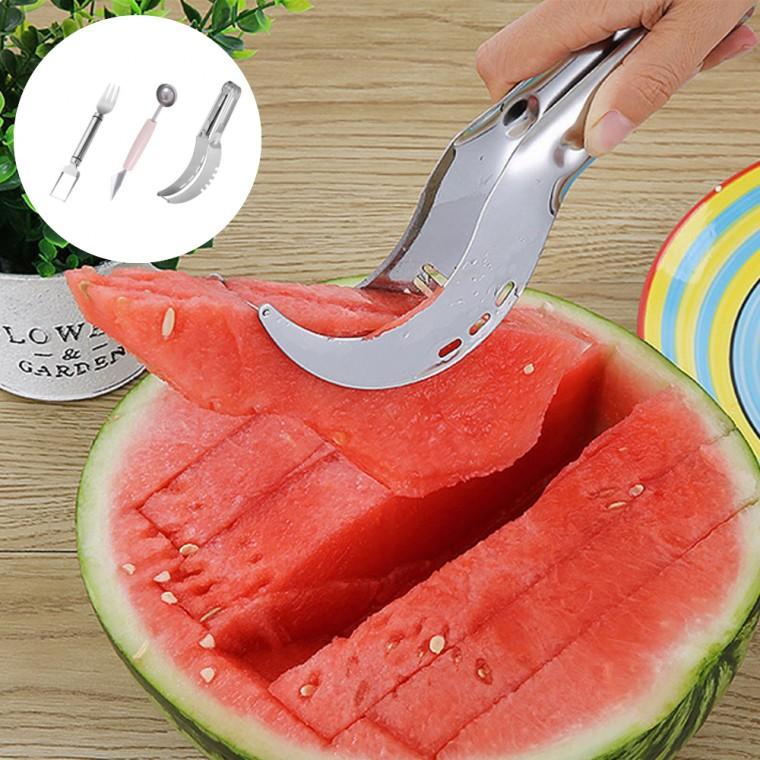 수박 칼 과일칼 3종 슬라이서 스푼 커팅포크 깍둑썰기