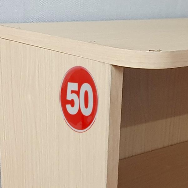 1P 원형 62mm 에폭시 번호판 레드 1-50