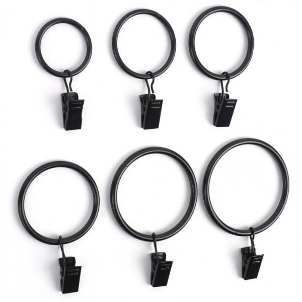 10P 원형 커튼링 집게 블랙