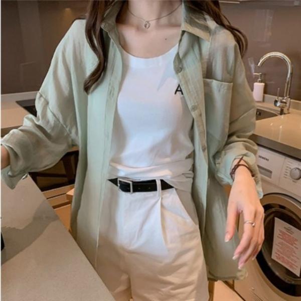 시스루 루즈핏 썸머 셔츠 아우터 햇빛가림 셔츠 (2Color) FSF-D 0052