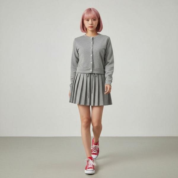 SD-260224 썬샤인 파스텔 소프트 치마 가디건 세트