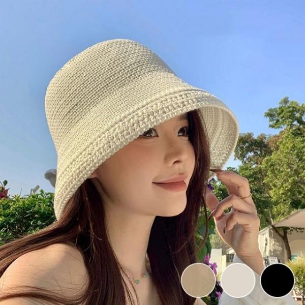 여성 예쁜 니트 짜임 여름 햇빛 차단 나들이 버킷햇