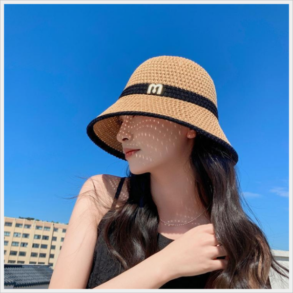 여성 여름 라탄 보넷 밀짚 햇빛차단 벙거지 버킷햇