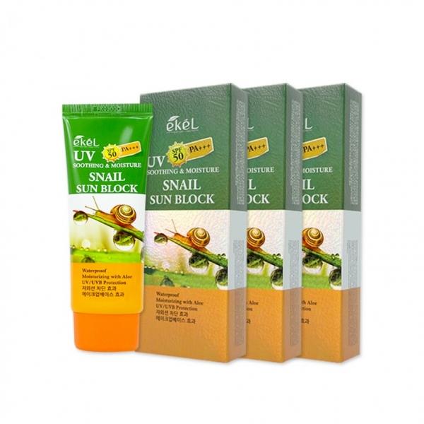 [2+1]이켈 수딩앤모이스쳐 스네일 선블럭(70ml) 선크림 자외선차단제 선블록 썬밤 SPF50+ PA+