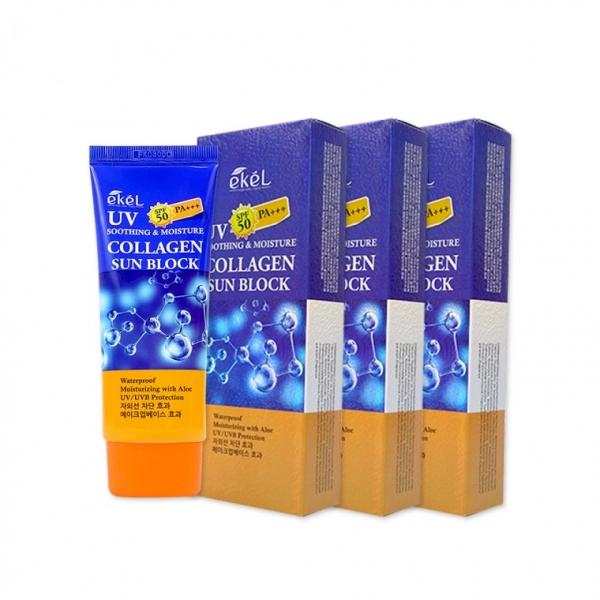 [2+1]이켈 수딩앤모이스쳐 콜라겐 선블럭(70ml) 선크림 자외선차단제 선블록 썬밤 SPF50+ PA+