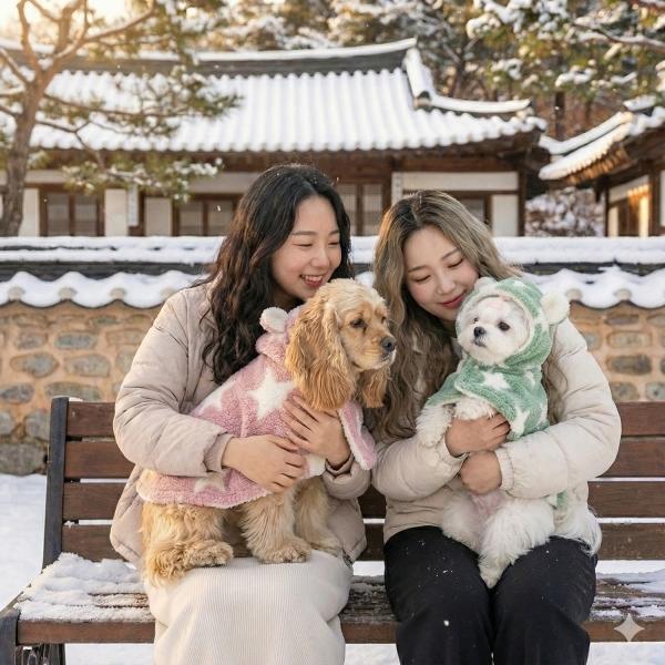따뜻한 별 무늬 강아지 망토