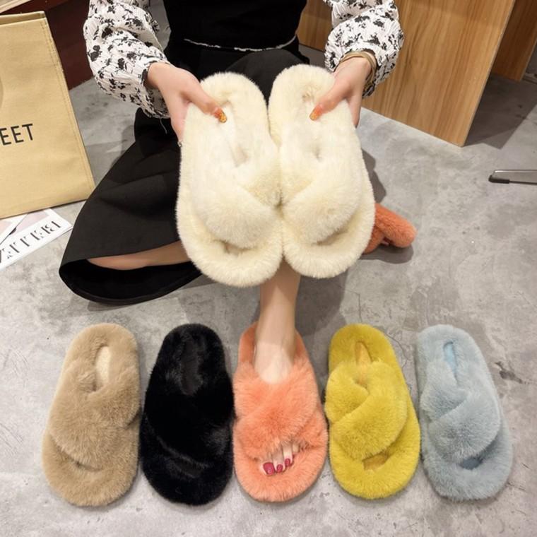 따뜻 폭신한 퍼슬리퍼 겨울 털실내화 사무실 신발 방한화 SW22000