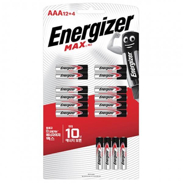 에너자이저 알카라인 맥스 건전지 AAA 12+4입