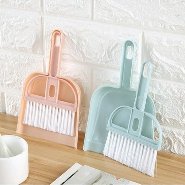 2 Colors 휴대용 미니 빗자루 쓰레기 받이 세트