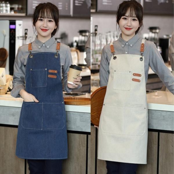 메르올린 캔버스 방수 앞치마 남여공용 카페 바리스타 미용실 어린이집 네일샵 주방 에이프런 빅사이즈