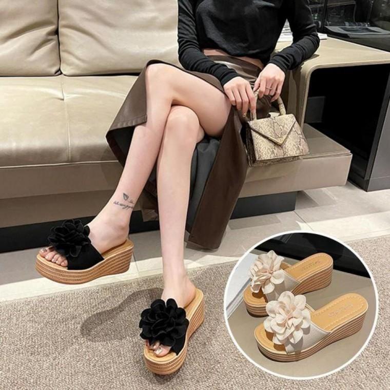 통굽슬리퍼 플라워 키높이 실내화 9cm