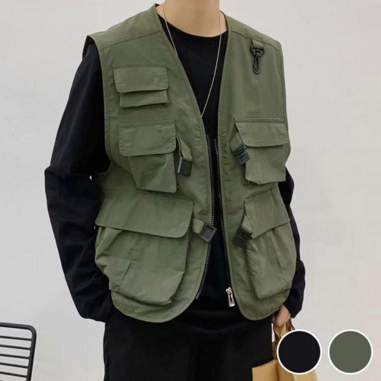 멀티 포켓 수납 다용도 얇은 조끼 빈티지 남성 낚시
