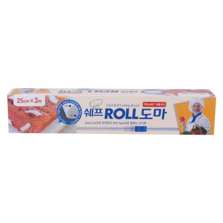 쉐프 롤도마 위생 일회용 도마 25cm x 3m 간편컷팅 TPO PET 재질 요리용 롤형도마