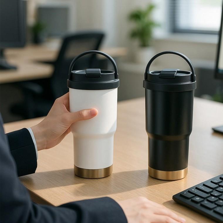 휴대용 대용량 스텐 텀블러 출근 캠핑 등산 손잡이 보온 보냉 물통 물병 500ml x 2p