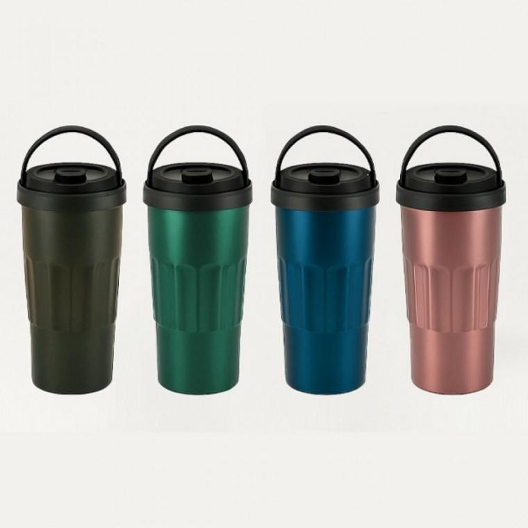 원터치 손잡이 텀블러 여행 물놀이 캠핑 차박 등산 낚시 휴대용 보온 보냉 물병 500ml