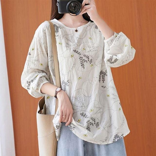나비 티셔츠 여름 봄 상의 플랜트 자수 로맨틱 여성 원피스 드레스 롱원피스 박스 실내복
