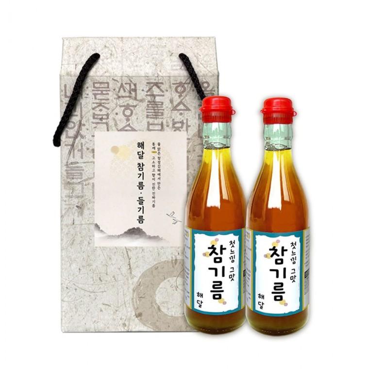 참기름 2구 350mlx2 케이스 100%통참깨 진짜기름 저온착압딱1회만엄수 생참기름 명절선물 에어셀포장