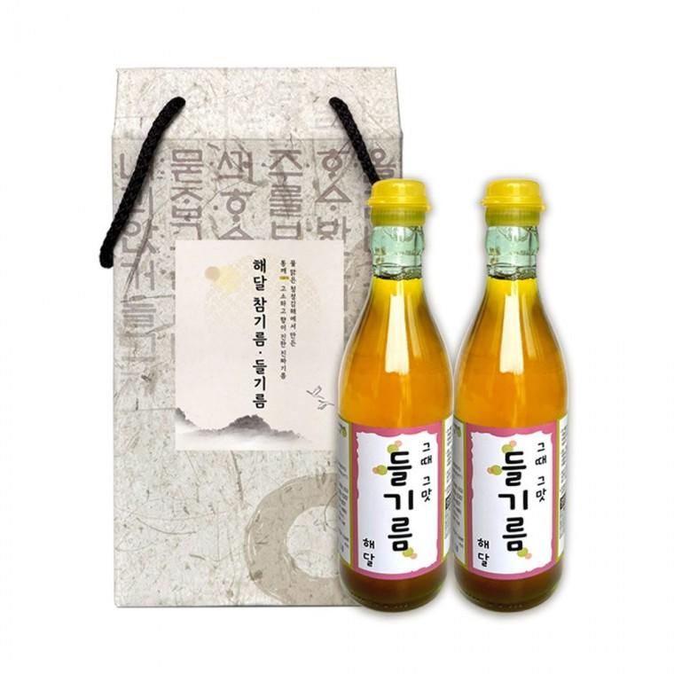 들기름 2구 350mlx2 케이스 100%통들깨 진짜기름 저온착압딱1회만엄수 생들기름 명절선물 에어셀포장