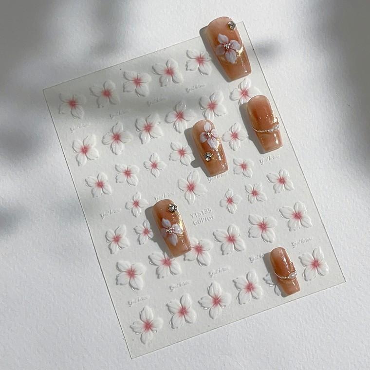 5D 화이트 벚꽃 네일스티커