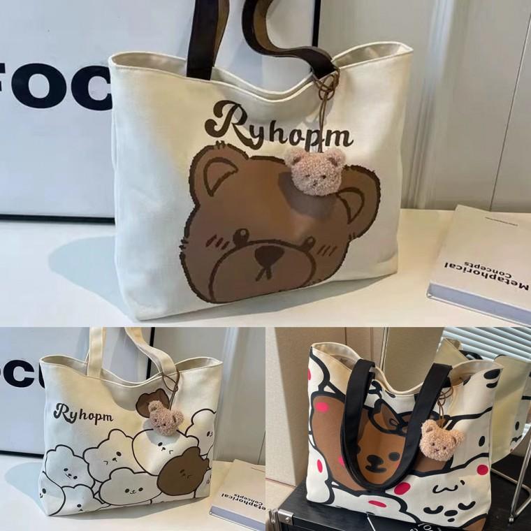 Ryhapm곰돌이에코백 숄더백 토드백 보부상 캔버스