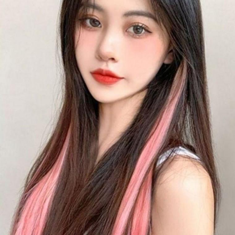 브릿지 헤어피스(핑크) 붙임머리 부분염색가발