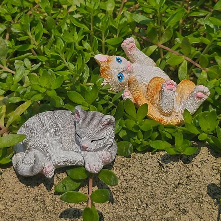 고양이 피규어 화분꾸미기 테라리움 장식소품 미니어처 2개 세트